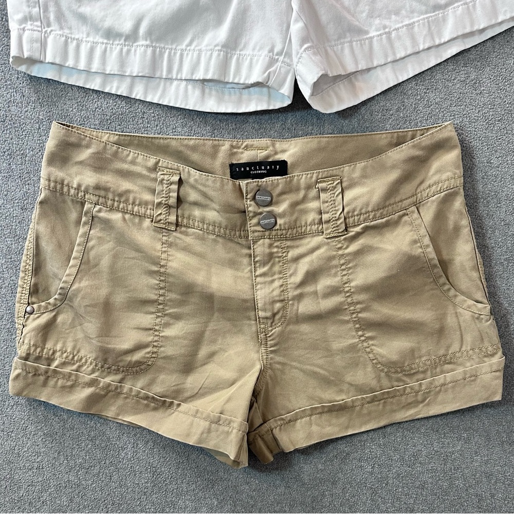 J Crew White Chino Shorts 4.5” & SANCTUARY size 29 Khaki 3” Inseam Preppy lot/2 - Picture 11 of 13